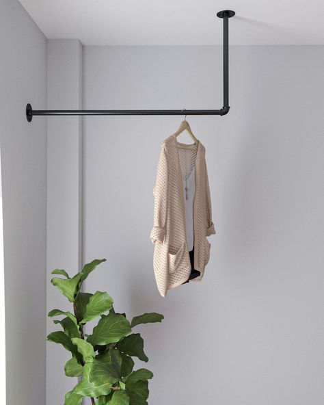 Industrial Clothes Rail, Wall Mounted Clothing Rack, Rails Clothing, Steel Storage, Hanger Wall, Clothes Rail, Steampunk Design, Rustic Colors, Garment Racks