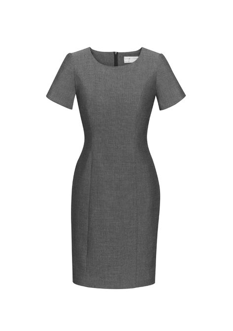 Grey Short Dress, Rococo Dress, Corporate Dress, Fashion Sewing Tutorials, Office Dresses For Women, Short Sleeve Shift Dress, Effortlessly Chic Outfits, Ladies Short, Pleated Fabric