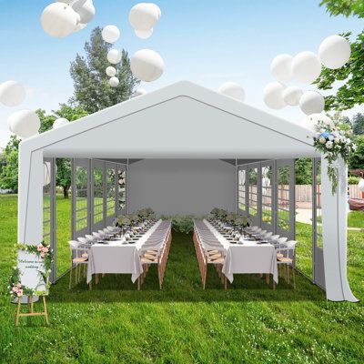 Party tents should not be left up for long periods in extreme weather such as heavy rain, strong winds, or storms as they can blow over. Please note that when a storm comes, the tent should be stowed away to prevent it from being blown away. In winter, you need to remove the snow from the tarp in time to prevent the tent from collapsing. Party tents are used for temporary shelter for short periods during parties, weddings, rallies, and other events, and should not be left outdoors for long perio Temporary Shelter, Camping Backyard, Picnic Garden, Party Tents, Sun Shelter, Patio Party, Wedding Tent, Patio Gazebo, Beach Camping