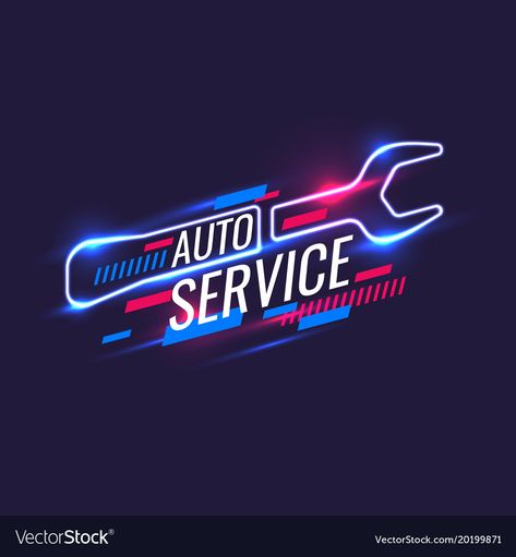 Logo Auto Service, Auto Shop Logo, Mechanic Logo Design, Service Poster, Mechanics Logo, Garage Logo, Car Advertising Design, Car Workshop, Neon Style