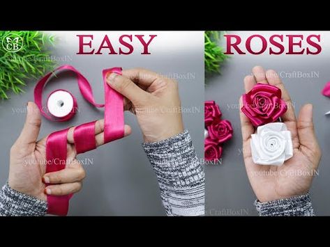 DIY Satin Ribbon Rose flowers | How to make ribbon rose | Ribbon decoration ideas | Ribbon hacks - YouTube How Make Ribbon Flowers, Flowers Out Of Ribbon How To Make, Make Ribbon Roses, How To Make Flower Using Ribbon, Making A Rose Out Of Ribbon, Diy With Ribbon Crafts, How To Make Rose Out Of Ribbon, Decoration With Ribbons, Making Flowers From Ribbon