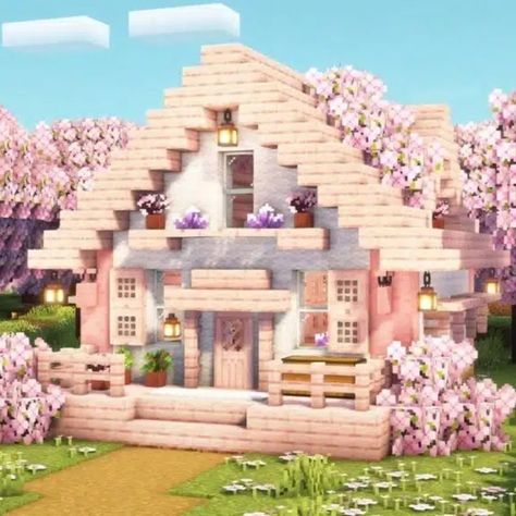 Are you having fun with the brand-new tree in Minecraft that features bright pink leaves? Then this Cherry Blossom Starter House in Minecraft! This house features a spacious interior that you can use for your daily adventures in Minecraft. The exterior of this house gives is built like any ordinary structure, but the colorway transforms the overall aesthetics of this house. So better check it out now Tree In Minecraft, Minecraft House Ideas Cute, Cute Minecraft House, Cherry Blossom House, Maine Craft, Minecraft Starter House, Cottage Minecraft, Blossom House, Starter House