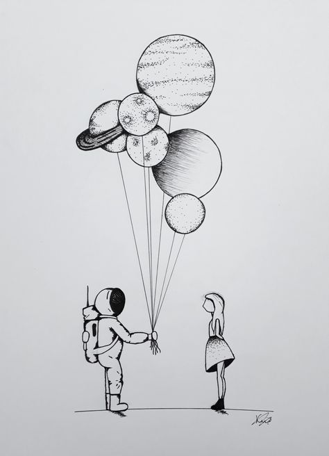•Corina Koster•                                           #drawing #astronaut #girl #balloons #galaxy #planets #micron Planet Balloons Drawing, Drawing Ideas Astronaut, Drawing Planets Space, Galaxy Drawing Ideas, Planet Drawing Ideas, Space Drawings Galaxies, Cute Planet Drawings, Planet Drawings, Drawing Planets