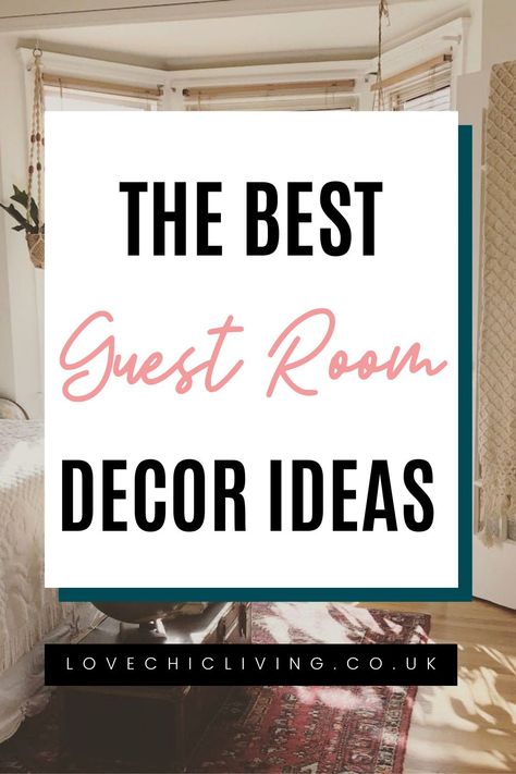 How to design a stylish guest bedroom! In this post, you'll see some of my favourite guest bedroom ideas on a budget big or small! Whether you're designing a small guest bedroom, have a luxury idea with a luxury budget to match or want to do something quick and simple, these modern guest bedroom ideas will give you the inspiration you're looking for! White Guest Bedroom Decor, Bedroom Ideas Uk Inspiration, Guest Bedroom Suite Ideas, Cottage Style Guest Room, Feminine Guest Room Ideas, Relaxing Guest Room Ideas, Timeless Guest Bedroom, Artwork For Guest Bedroom, Themed Guest Bedrooms