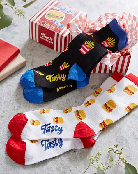 2 pairs of fast food themed socks. Socks, Food Socks, Jd Williams, Home Essentials, Mens Socks, Fast Food
