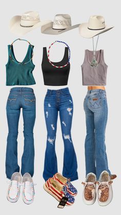 Check out cowmama64's Shuffles Summer Country Outfits, Western Outfits Women Cowboy Hat, Western Outfits Women Casual Summer, Cowgirl Outfits Summer, Cowgirl Essentials, Barn Outfits, County Fits, Country Preppy, Western Outfit Ideas