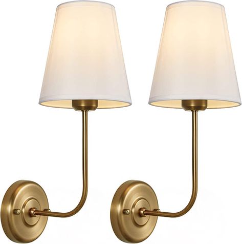 Passica Decor Set of 2 pcs Antique Brass Vintage Industrial Wall Sconce Light Fixture with Flared White Fabric Shade for Dining Room Living Room Bedrooms Bedside Reading Farmhouse : Amazon.ca: Tools & Home Improvement Industrial Wall Lamp, Brass Sconces, Wall Scones, Swing Arm Wall Lamps, Crystal Wall Sconces, Nightstand Lamp, Bedside Lighting, Industrial Wall, Living Room Mirrors