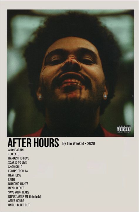 minimal polaroid album cover poster for after hours by the weeknd The Weeknd Album Cover After Hours, After Hours Polaroid Poster, After Hours The Weeknd Album Cover, The Weeknd Poster Album Cover, Minimalism Album Cover, Music Album Covers The Weeknd, After Hours Poster The Weeknd, Album Cover Wall Decor The Weeknd, The Weekend Album Cover Poster