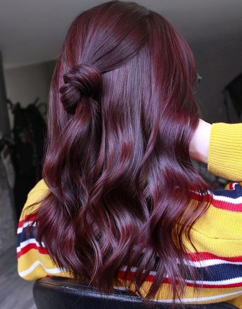 Pelo Color Vino, Dark Hair Color, Cherry Hair Colors, Wine Hair Color, Kadeřnické Trendy, Cherry Hair, Wine Hair, Red Hair Inspo, Hair Color Burgundy