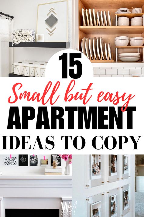 If you or anyone you know are moving into a small apartment, save this post because it's all about small apartment organizing and decorating ideas! Awkward Small Space Ideas, Modern Decor For Small Apartments, Furniture Ideas For Apartments, Apartment Makeover Ideas, Decorating Small Living Room Apartment, Cute Ideas For Apartments, Super Small Kitchen Ideas Apartment, Small Home Set Up, Small Cottage Apartment Ideas