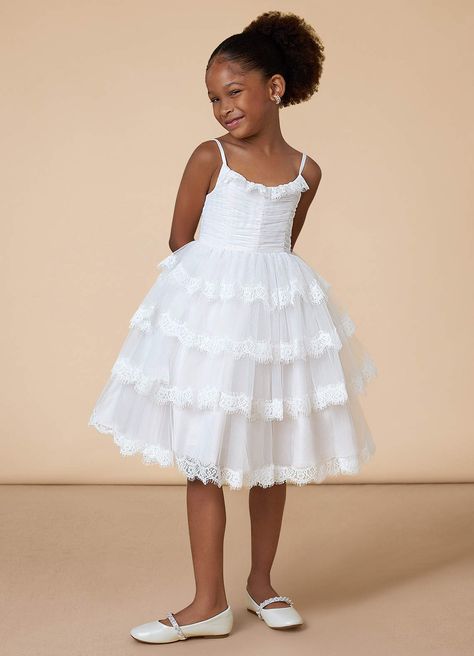 Azazie Cloie Flower Girl Dress Flower Girl Dresses | Azazie Little Flower Girl Dresses, Beige Flower Girl Dress, Ruffle Flower Girl Dress, Unique Flower Girl Dresses, Yellow Flower Girl Dresses, Champagne Flower Girl, Flower Girl Dresses Champagne, Blue White Weddings