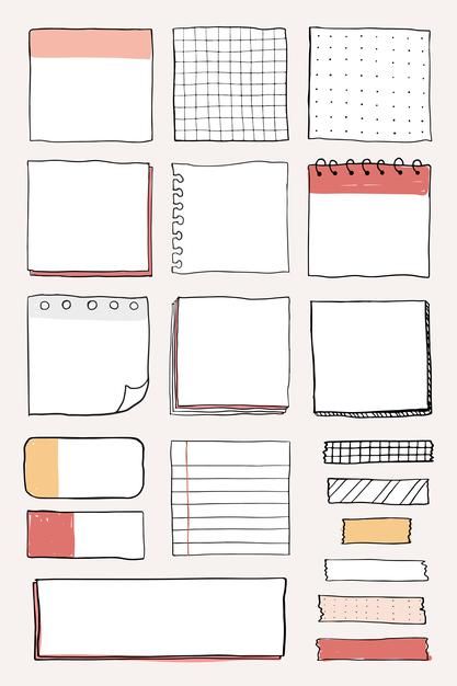 Blank reminder paper notes vector set | Free Vector #Freepik #freevector #frame #label #design #border Blank Reminder Paper Notes, Goodnotes Templates, خريطة ذهنية, Organizator Grafic, Paper Notes, Bullet Journal Banner, Bullet Journal Paper, Bullet Journal Notes, Doodle Notes