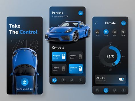 Best Ux Design, App Design Trends, Electric Car Design, Car Websites, Mobil Design, Dashboard App, Car App, Car Ui, Porsche Car