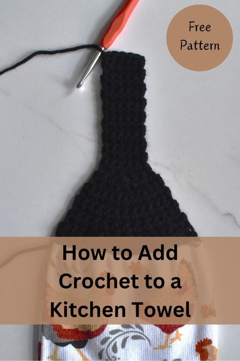 Adding a crochet topper is a cute way to stop your kitchen towel from ending up on the floor while also keeping it hanging neatly, instead of flopped back in a disheveled way. So here is how to add a crochet topper to a kitchen towel! Hanging Towel Crochet Pattern, Hand Towel Crochet Topper, Crochet Kitchen Towel Holder Pattern, Crocheted Kitchen Towels, Free Crochet Towel Toppers, Crocheted Kitchen Towel Holders, How To Crochet Top Of Dish Towel, Crochet Towel Topper Pattern, Crochet Hanging Towel Free Pattern