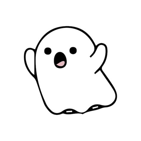 Kawaii, Cute Simple Pictures, Sticker Ideas Halloween, Cute Ghost Printable, Ghost Pfp Cute, Black Aesthetic Drawing, Ghost Aesthetic Cartoon, Ghost Illustration Cute, Ghost Cartoon Drawing