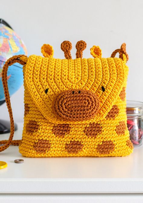 Amigurumi Patterns, Crochet Bag For Kids, Giraffe Crochet, Crochet Simple, Crochet Abbreviations, Animal Bag, Crochet Gratis, Colorful Bags, Crochet Mandala