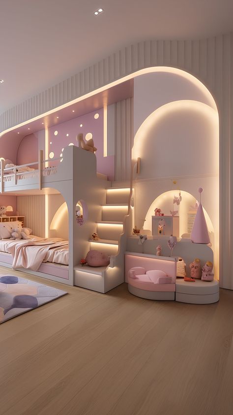 Cool House Things, Beautiful Bed Designs, Fancy Bedroom, Luxury Kids Bedroom, Cool Room Designs, Kids Room Interior Design, Kids Bedroom Designs, Cute Bedroom Ideas, Kids Interior Room