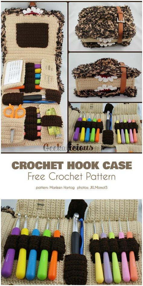 Crochet Supply Holder, Crochet Tool Holder Pattern, Hogwarts Crochet Patterns Free, Hook Holder Crochet Pattern, Crochet Hook Bag Free Pattern, Crochet Camera Case Free Pattern, Crochet Pattern Fun, Yarn Holder For Crocheting Diy, Easy Crochet Hook Case Pattern