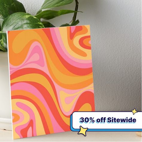 Modern Painting Aesthetic, Aesthetic Art Patterns, Colorful Aesthetic Painting, Swirl Wall Art, Groovy Watercolor Art, Yellow And Pink Painting, Groovy Paintings Ideas Canvas, Orange And Pink Canvas Painting, Groovy Line Art