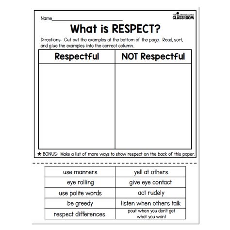 Prevocational Activities For Special Needs, 2nd Grade Reading Curriculum, Check Ins For Students, Respecting Differences Activities, Social Skills Lessons Special Education, Respect Coloring Pages Free Printable, Social Work School, Social Emotional Learning 1st Grade, Social Emotional Learning 3rd Grade