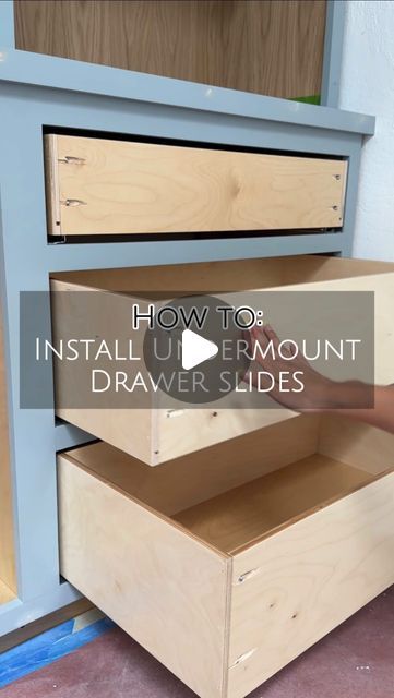 Natalie Park | DIY, Builds & Design on Instagram: "The 6 drawers for the built-ins are installed 🎉 and here’s step-by-step on how I installed these @blum_usa undermount drawer slides! These are seriously the top of the top BEST drawer slides. Ask any cabinet maker! Full extension, soft close, and the sliding is so buttery smooth. Why did I wait so long to use these myself for a DIY project?!   TBH, I was VERY intimidated to buy and install these because they just look and seem overwhelming to install.. which is why I prob always opted for side mount slides in my previous DIY projects. But they’re actually fairly easy to install!  I hope this little tutorial breaks it down easily for you and gives you the confidence to try these out! If I can do it, so can you!  Note*: this tutorial shows Drawer Slides Diy, Installing Drawer Slides, Diy Dresser Drawers, Undermount Drawer Slides, 6 Drawer Tall Dresser, Wood Drawer Slides, How To Make Drawers, Building Drawers, Heavy Duty Drawer Slides