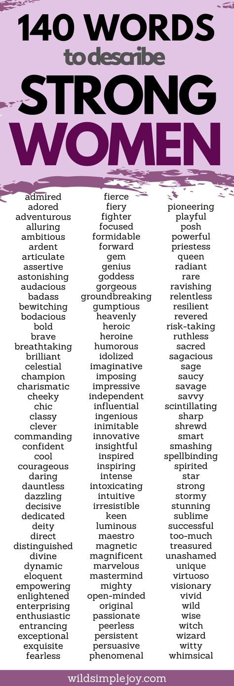 140 Power Words to Describe a Strong Woman Power Words, Writing Prompts Funny, A Strong Woman, Life Changing Books, Strong Words, Women Writing, 100 Words, Strong Woman, More Words