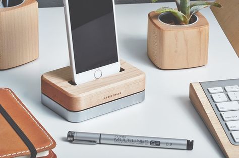 Grovemade Iphone Docking Station, Clean Workspace, Phone Dock, Iphone Dock, Minimalist Iphone, Mini Accessories, Phone Hacks, Charging Dock, Phone Charging