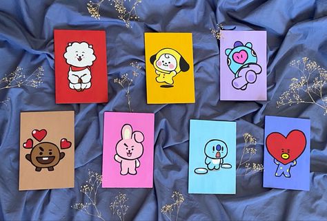 Blackpink Clay Art, Bt21 Canvas Painting, Bts Painting Ideas On Canvas, Tata Painting, Bts Painting Ideas Easy, Kpop Canvas Painting, Bts Crafts, Doodle Art Posters, Anime Canvas Painting