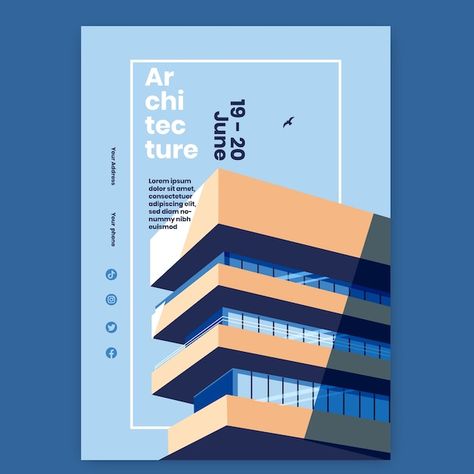 Architecture Services Poster, City Magazine Cover, Architecture Posters Design, Graphic Design Posters Architecture, Architecture Graphic Design Poster, Flat Poster Design, Architecture Event Poster, Interior Architecture Poster, Poster Architecture Design