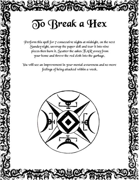 Break a Hex 2 Curse Removal Spell, Remove A Curse, Curse Removal, Curse Spells, Witchy Garden, Angel Light, Banishing Spell, White Magic Spells, Hoodoo Spells