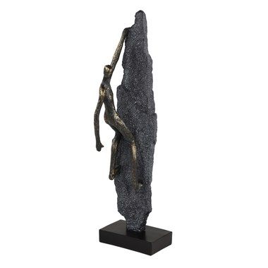 Statue, Climbing, Figurine, Industrial Sculpture, Wall Statue, People Sculpture, A Rock, Stone Wall, Dark Gray