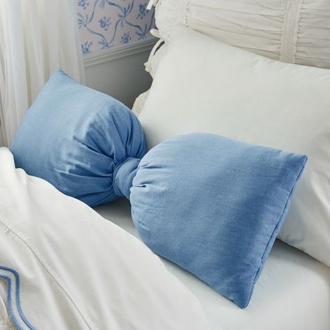 Cute Throw Pillows For Teens | Pottery Barn Teen Chic Dorm Room, Dorm Wishlist, 2024 List, Blue Dorm, Trendy Throw Pillows, Cozy Dorm Room, Dorm Pillows, Bow Pillows, Pink Dorm