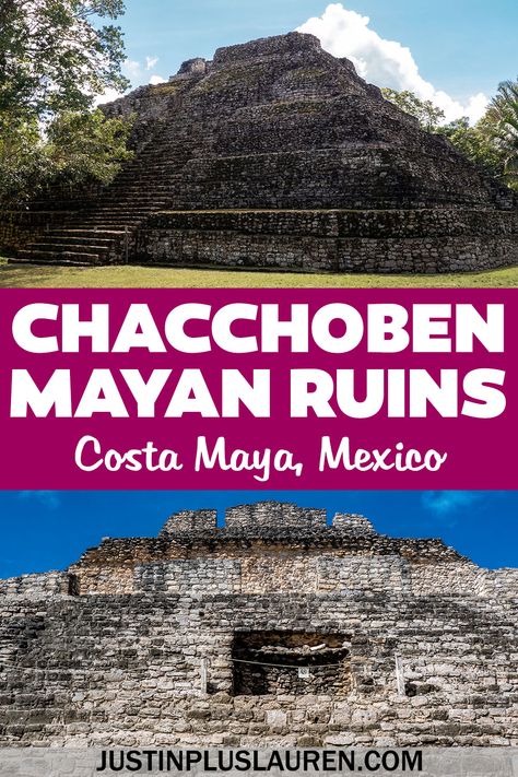 Here's the ultimate guide to visiting the Chacchoben Mayan Ruins near Costa Maya, Mexico. This is a must experience tour & half day excursion. Ruins, Playa Del Carmen, Mexico, Puerta Costa Maya, Costa Maya Excursions, Mexico Travel Outfit, Mexico With Kids, Costa Maya Mexico, Mexico Itinerary