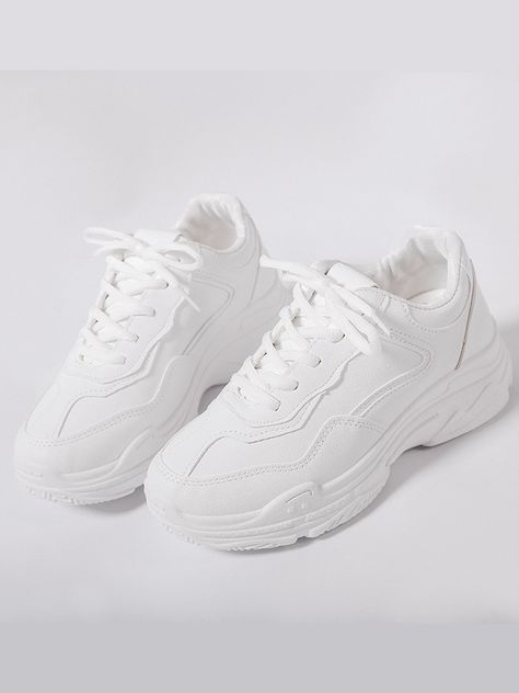 Sepatu Platform, Korean Shoes, Sporty Shoes, Dr Shoes, Trending Womens Shoes, White Shoes Women, Chunky Shoes, Sport Shoes Women, White Sneakers Women