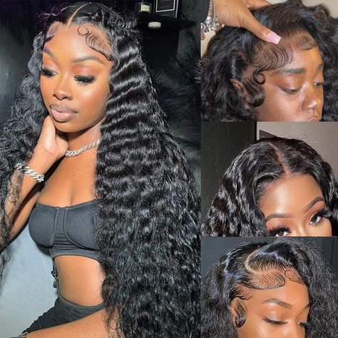 PRICES MAY VARY. Deep Wave Wig Material: 100% Unprocessed 10A Brazilian virgin human hair Deep wave frontal wig 13x6, full and thick, natural look, health and comfort, soft and bouncy, can be dyed, bleached, No Smell,No Shedding and No Tangle,straightened and restyled HD Lace Front Wigs Size: 13x6 HD lace front wigs human hair,Transparent Swiss Lace, blends ideally into your skin, soft and breathable, Deep wave wig human hair 180% density deep curly lace front wigs human hair looks more natural 앞머리 스타일, Deep Wave Lace Front Wigs, Curly Lace Frontal, Frontal Wig Hairstyles, Lace Frontal Wigs, Lace Front Wigs Human Hair, Curly Lace Front Wigs, Front Hair Styles, Wigs Human Hair