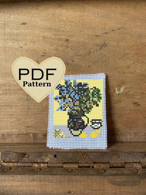 Miniature Van Gogh Cross Stitch Pattern, Still Life, Fine art X stitch, miniature art, Ebook cross stitch, Instant Download, PDF Chart, easy Vincent Van Gogh, Van Gogh Cross Stitch Pattern, Van Gogh Cross Stitch, Still Life Fine Art, X Stitch, Dmc Thread, Vincent Van, Miniature Art, Digital Pattern