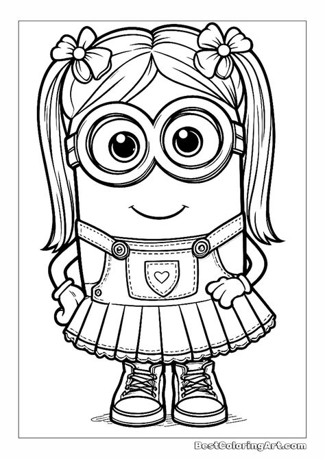 Minion girl – Minions Coloring Page Minions, Minions Coloring Pages Free Printable, Despicable Me Coloring Pages, Minion Coloring Pages Free Printable, Minion Outline, Coloring Minions, Coloring Pages Minions, Minion Girl, Minion Drawing