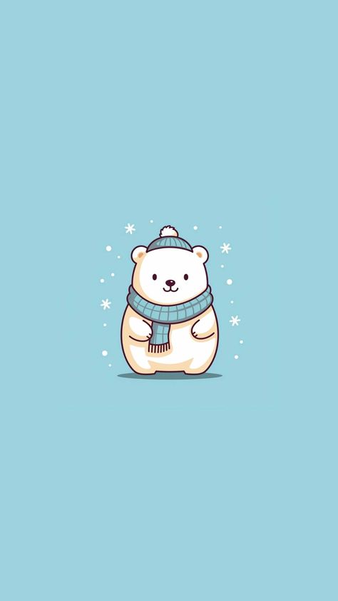 50 Cute Polar Bear Phone Wallpapers: Your Daily Dose of Cuteness - Crafty Cici Joy Kawaii, Polar Bear Cute Cartoon, Polar Bear Background, Polar Bear Aesthetic Wallpaper, Polar Bear Cute Drawing, Winter Animal Drawings, Polar Bear Illustration Cute, Winter Art Wallpaper, Winter Bear Aesthetic