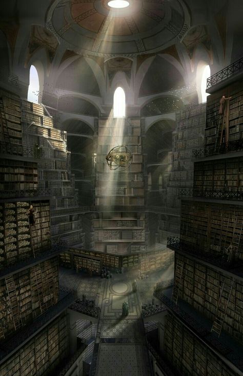 Biblioteca onde vive El Blanco - a saída da Torre de Ferro e passagem para o mundo da superfície. Onde ocorre a batalha do grupo de Luther contra o dragão senhor da Torre, onde Abigail se fere e onde eles são forçados a abandonar Russel. Balcony Concept Art, Watchers On The Wall, العصور الوسطى, Fantasy City, Fantasy Places, Fantasy Setting, Dark Academia Aesthetic, Fantasy Concept Art, Fantasy Art Landscapes