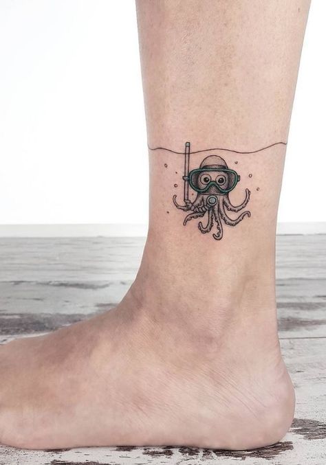 70+ Small and Adorable Tattoos by Ahmet Cambaz from Istanbul - TheTatt Octopus Tattoos, Matching Octopus Tattoo, Adorable Tattoos, Octopus Tattoo Design, Clever Tattoos, Tasteful Tattoos, Octopus Tattoo, Cool Small Tattoos, Funny Tattoos