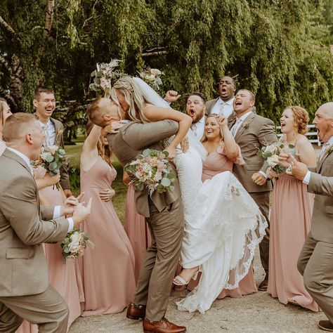 Rose Gold Bridal Party Groomsmen, Dusty Pink And Khaki Wedding, Blush Pink And Sage Green Wedding Bridal Party, Dusty Rose And Moss Green Wedding, Beige And Dusty Rose Wedding, Dust Rose And Sage Wedding, Rose And Sage Bridesmaid Dresses, Rose Bridesmaid Dresses With Groomsmen, Tan Tux With Blush Pink