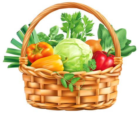 Fruit Clipart, Vegetable Illustration, Food Basket, Vegetable Basket, Food Patterns, Fruit And Veg, Food Illustrations, Natural Food, Fruits And Vegetables