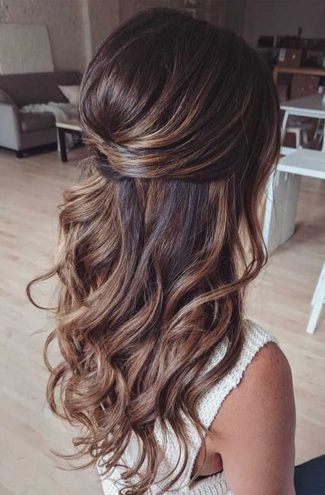 39 Gorgeous Half Up Half Down Hairstyles Loose Curls, Kadeřnické Trendy, Wedding Hair Half, Bridesmaid Hair Makeup, Long Hair Extensions, Elegant Wedding Hair, Prom Hairstyles For Long Hair, Half Updo, Wedding Hair Inspiration