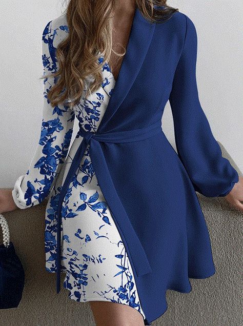 Vestiti In Jeans, Mode Prints, Line Dresses, Work Dresses For Women, Elegante Casual, A Line Dresses, Long Sleeve Dresses, Modieuze Outfits, Turndown Collar