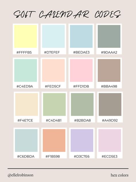 Organisation, Google Calendar Colors Palette, Google Doc Color Palette, Color Palette For Calendar, Colour Palette Google Calendar, Google Calendar Pastel Hex Codes, Colors For Google Calendar, Neutral Google Calendar Hex Codes, Google Calendar Aesthetic Background