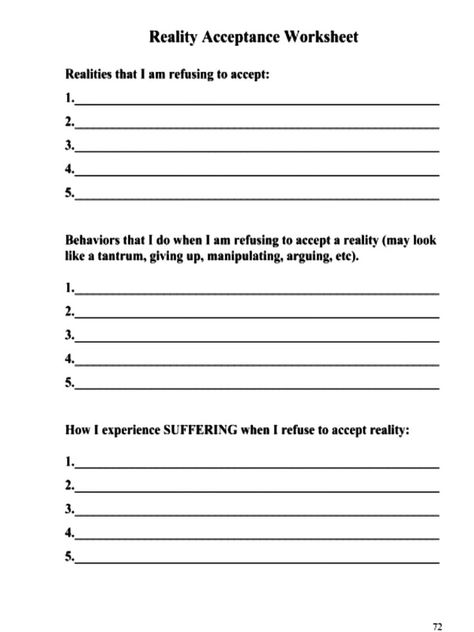 Reality Acceptance Worksheet - DBT SKILLS APPLICATION SELF-HELP Organisation, Self Discovery Worksheets, Radical Acceptance Dbt Worksheet, Dbt Skills Worksheets Free Printable, Self Improvement Worksheet, Counseling Worksheets Therapy Tools, Self Development Worksheets, Accountability Worksheets, Triggers Worksheet