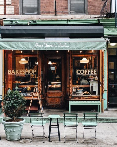 Once upon a tarte NYC New England Coffee Shop, Coffee Bakery Shop Ideas, Coffee Shop Bakery Ideas, Bakery Shop Ideas, France Coffee Shop, Storefront Bakery, Bakery Entrance, Coffee And Bakery Shop, Cute Bakery Shop
