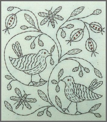 Bordado Jacobean, Folk Motif, Hand Embroidery Patterns Free, Song Birds, Kantha Embroidery, Blackwork Embroidery, Embroidery Template, Redwork Embroidery, Hooked Rug
