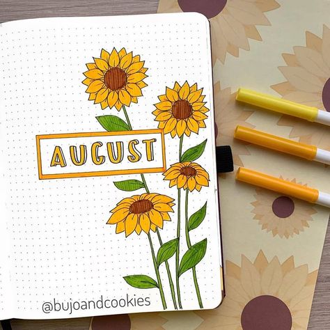 Bullet Journal Fame! 📒❄️ on Instagram: “Sunflower theme! 🌻 Nothing can resemble summer season as well as sunflower. Whenever you see a sunflower, it has that positive and cheerful…” Bullet Journal Layout Ideas, Journal Layout Ideas, August Bullet Journal, Bullet Bullet, Journal August, Ideas Journal, Journal Layouts, Hello August, Bullet Journal Layout