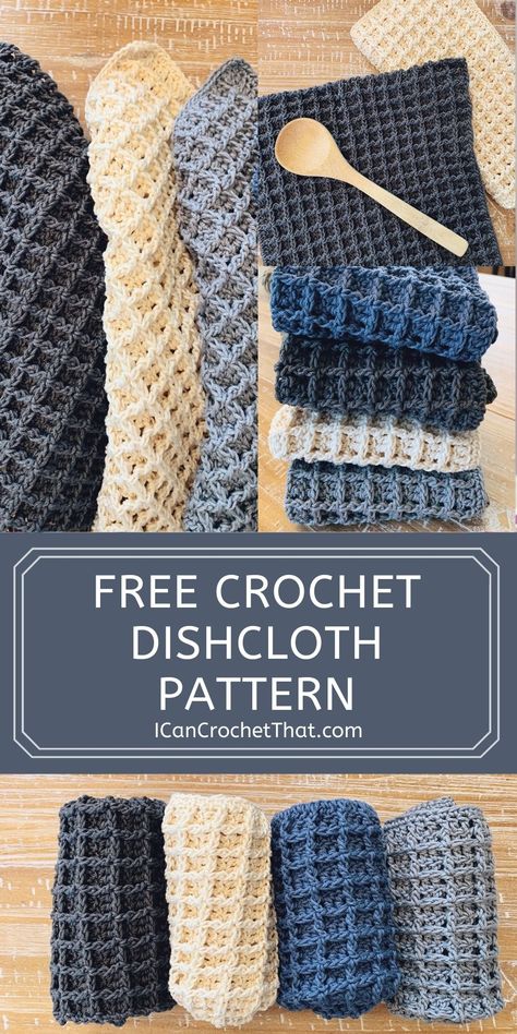 Crochet Washcloth Pattern, Crochet Waffle Stitch, Crochet Mignon, Confection Au Crochet, Dishcloth Crochet Pattern, Crochet Dishcloth, Crochet Simple, Crochet Washcloth, Waffle Stitch